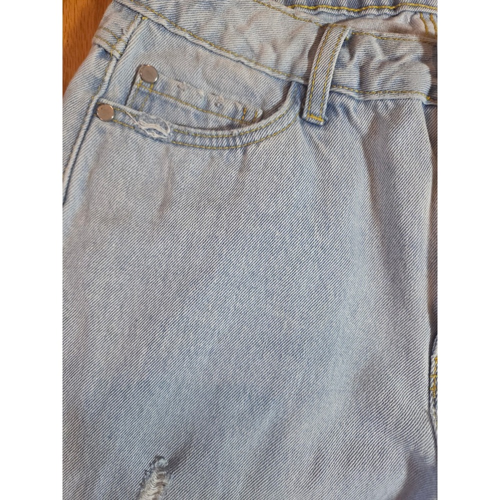 Avec Les Filles Light Wash Distressed Straight Leg Jeans Size 27 High Rise‎ Raw - Picture 6 of 12